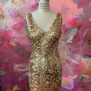 bebe Gold sequin V neck Dress - $35